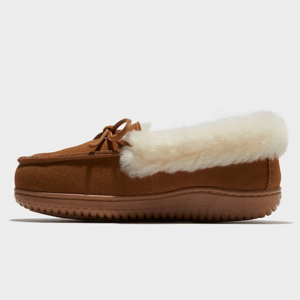 Women's Shearling Moccasin Slippers – Chestnut Size 7 (NWT) dluxe by Dearfoams‎